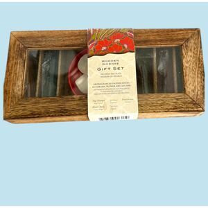 Wooden Incense Gift Set 100 Sticks & Ceramic Holder New Sealed Aromatherapy